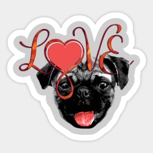 Infinity Love Heart Lemniscate PUG DOG Sticker